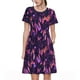 thumbnail image 1 of Fotbe Purple Dreamcatcher Vestido Largo de Moda para Mujer, Vestido Tipo Camiseta con Manga Corta y Estilo Casual a Rayas y Bloques de Color, 1 of 6