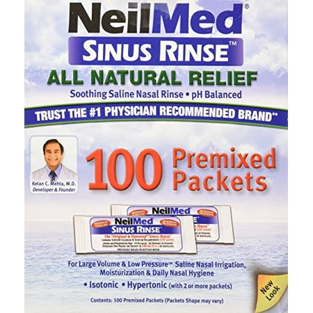 NeilMed Sinus Rinse Premixed Refill Packets 100 (Best Way To Sterilize Neilmed Sinus Rinse Bottle)