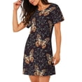 thumbnail image 2 of Fotbe Butterfly1 Bata de Dormir para Mujer con Estampado, Camisón de Algodón de Manga Corta, Ropa de Dormir Casual, 2 of 6
