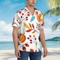 thumbnail image 3 of Kll Men'S Hawaiian Shirt Short Sleeve Button Down Beach Shirts-Autumn Pumpkins Fall Leaves, 3 of 7