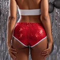 thumbnail image 5 of MIXUE Shorts For Women Summer Solid Color Sequin Micro Sexy Sparkly Concert Hot Mini Low Rise Womens Shorts Sportwear,Red,XL, 5 of 6