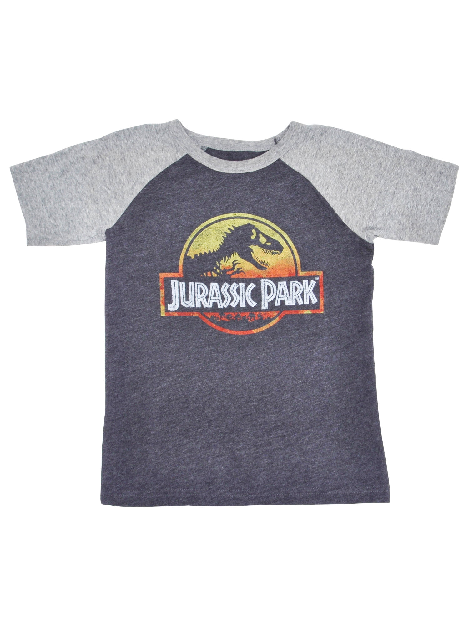Jurassic Park Jurassic Park Logo T Shirt Dinosaur T Rex Raglan Gray Little Boys Big Boys Walmart Com - roblox t shirt dino