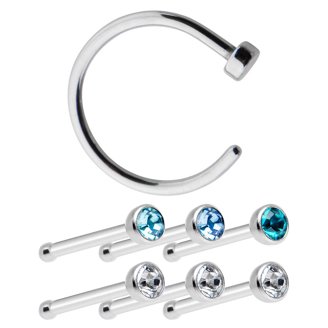 Ruifan 18G 316L Surgical Steel Nose Stud Twister Screws Ring with 2MM Flat Top Piercing Jewelry 2PCS - Black