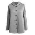 thumbnail image 4 of VNKIDY Women Plaid Hooded Cardigan Sweatshirt Long Sleeve Open Front Casual Loose Fit Outwear Fall Winter Fashion Solid Color Pullover Comfort Streetwear, 4 of 5