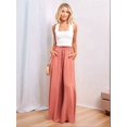 thumbnail image 6 of Women Casual High Waist Spring Fall Solid Color Long Wide Leg Pants Casual with Pockets Orange Red XL, 6 of 9