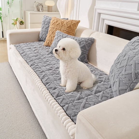 AVENIX Couch Cover, Non Slip Furniture Protector for Sofa, Washable Couch Protector for Pets, Soft Stay in Place Couch Protector for Living Room, Gray 27.5" x 59"