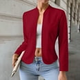 thumbnail image 5 of Uaswgudfs ​Women's Collarless Slim Fit Blazer - Open Front Structured Design with Contrast Piping Detail​, 5 of 9