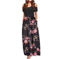 thumbnail image 1 of SMihono Robe Maxi Bohème d'Été pour Femmes Grande Taille Décontractée Col en V Sans Manches Bandage Rayé Imprimé Ample Robe Longue de Plage, 1 of 4