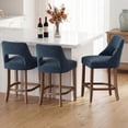 thumbnail image 4 of Bar Stools Set of 2, Upholstered Counter Height Bar Stools, Modern Counter Stools with Wood Legs for Kitchen Island Dining Room Bar, Blue, 4 of 8