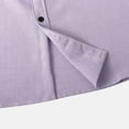 thumbnail image 3 of Elvqul Shirts for Men Short Sleeve Purple Lightweight Collared Cotton Linen Solid Color Casual Button down Shirts, 3 of 9