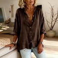 thumbnail image 6 of GUACER Women's 3/4 Sleeve Button Down Shirts Casual Linen Relaxed Fit Collared Summer Blouses Tops for Ladies, 6 of 7