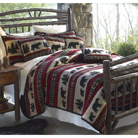 - Bear Adventure Fleece Blanket - Twin - Lodge Bedding