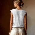 thumbnail image 3 of Women's Classic Loose Fit Solid Lace Trim Sleeveless Blouse with Round Neckline for Daily and Wear, S, White, 3 of 5