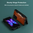 thumbnail image 3 of Allytechgroup Galaxy Z Fold 6 Case with Screen Protector, Full Body Shockproof PU Leather Retro Stylish Bumper Drop Protective Phone Case for Samsung Galaxy Z Fold6, Khaki, 3 of 7
