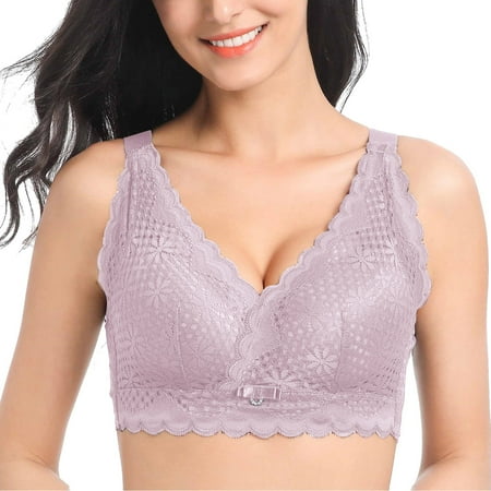 

women s lingerie Women s No Steel Ring Large Size Front Buckle Beautiful Back Thin Underwear