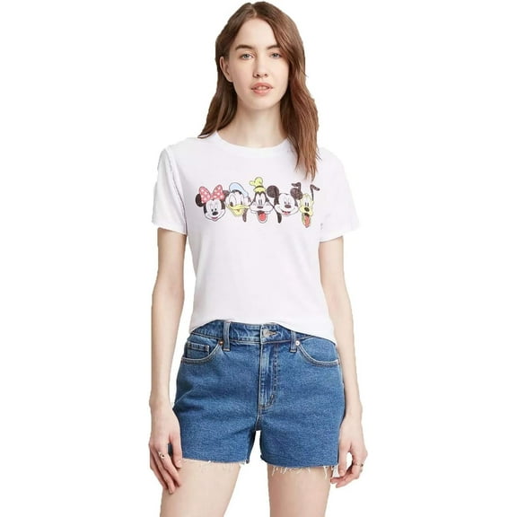 Women's Disney Mickey and Friends Short Sleeve Graphic T-Shirt (Juniors') - (White, Large)