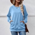 thumbnail image 2 of Women's Comfortable New Solid Round Neck Long Sleeve Pocket Women's Top Hatless Sweater, 2 of 5