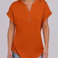 thumbnail image 3 of ​Plus Size V-Neck Boho Daily Wear Shirt, Cotton Tops For Women Spring Tshirts Basic Tees Dress Dresses Summer 2025 Womens Casual Black Short Outfits Vacation Mini Beach Av Saffron, 3 of 5