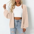 thumbnail image 2 of vigerkar Women's Chunky Cardigan Sweaters Fall Open Front Long Sleeve Ribbed Knit Short Cardigans Outerwear Coats (Beige, M), 2 of 5