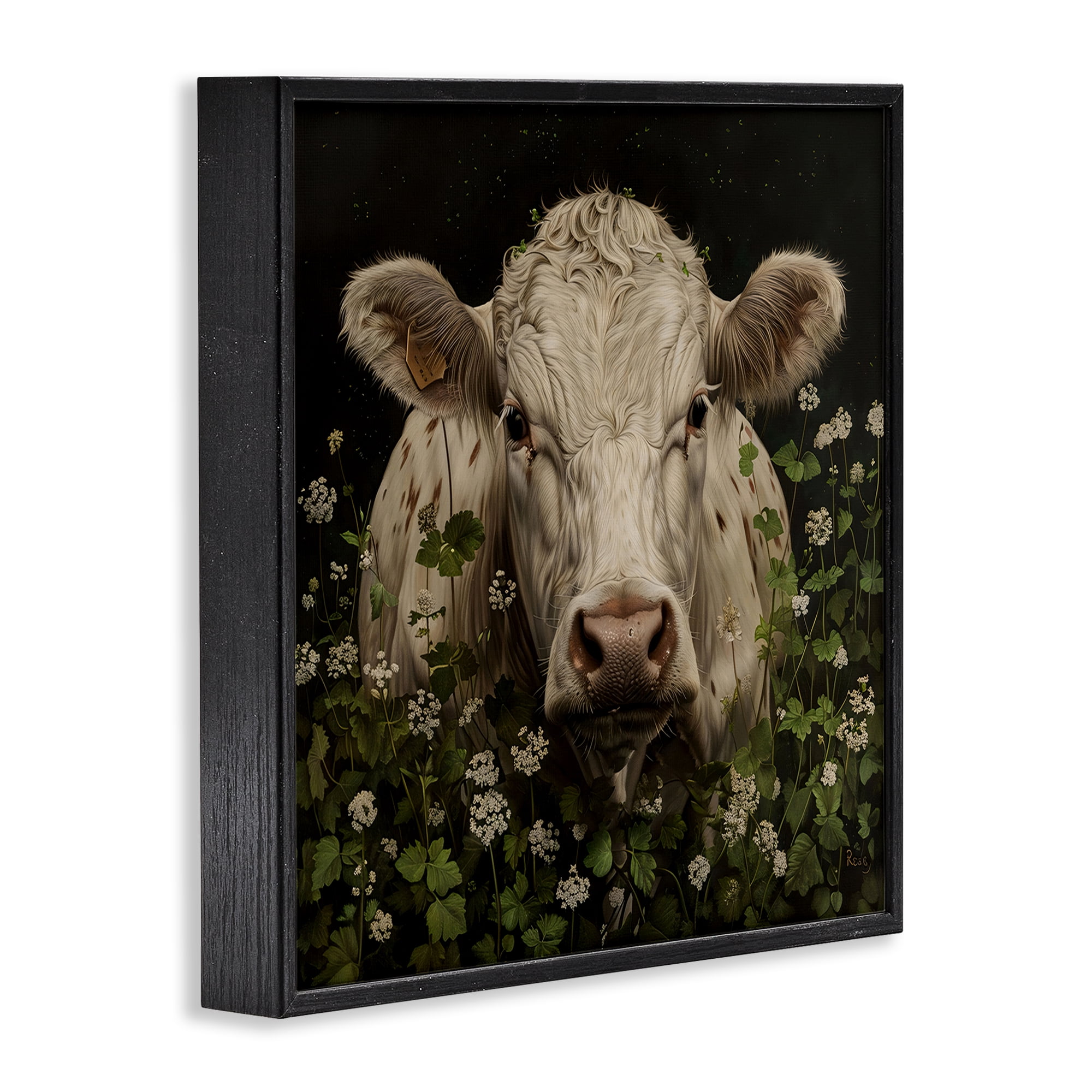 Stupell Industries Cow in the Green Meadow Black Framed Giclee Art, design by Creative Studio