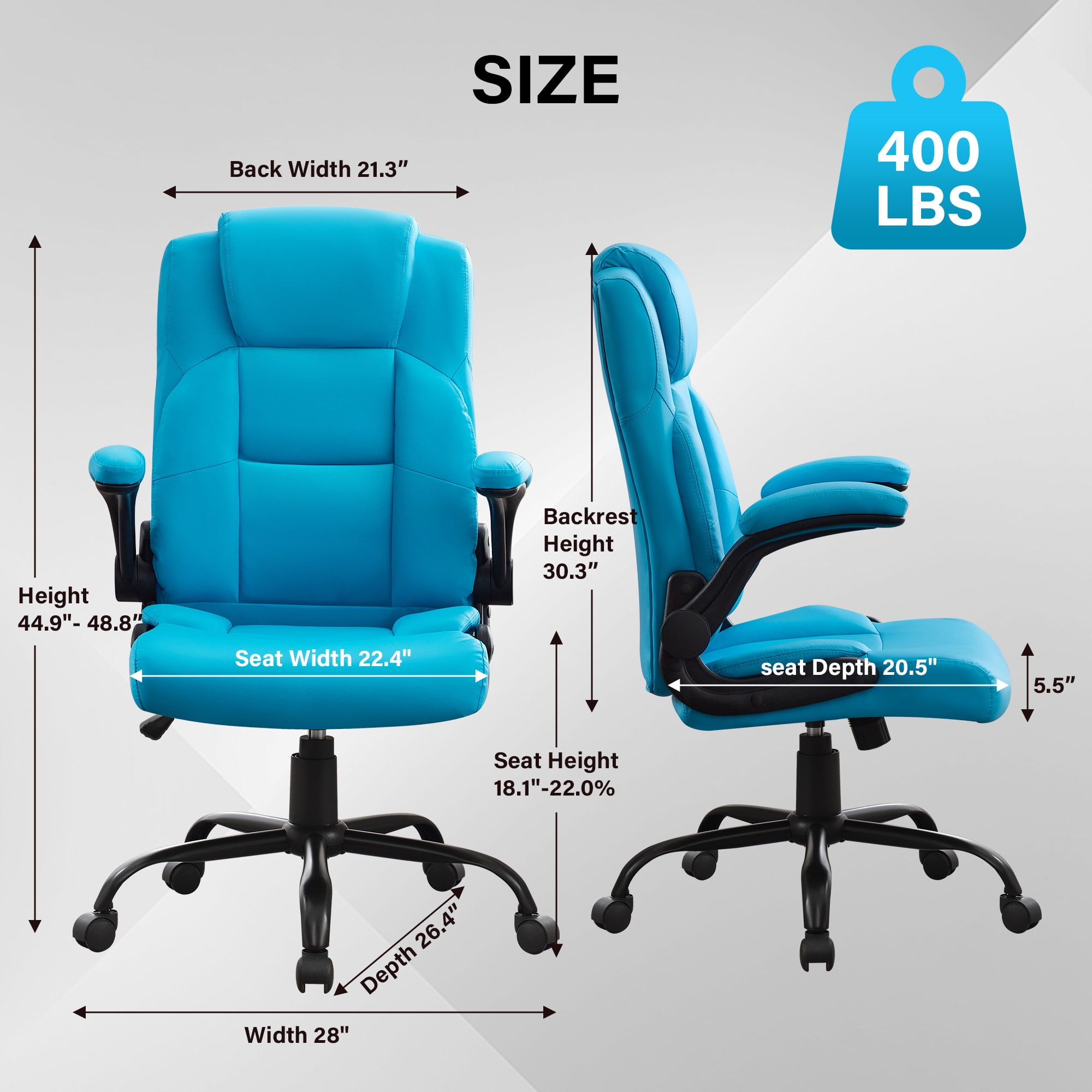 JONPONY Big and Tall Office Chair 400LBS Wide Seat Ergonomic Computer Desk Chair High Back Executive(图3)
