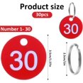 thumbnail image 2 of Piriuuo 1-30 Number Tags Plastic Numbered Tags 35mm Round Numbered Key Tag with Metal Rings Numbered Marking Identification Tags for Home Office and Dormitory Keys Cabinet (Red), 2 of 5