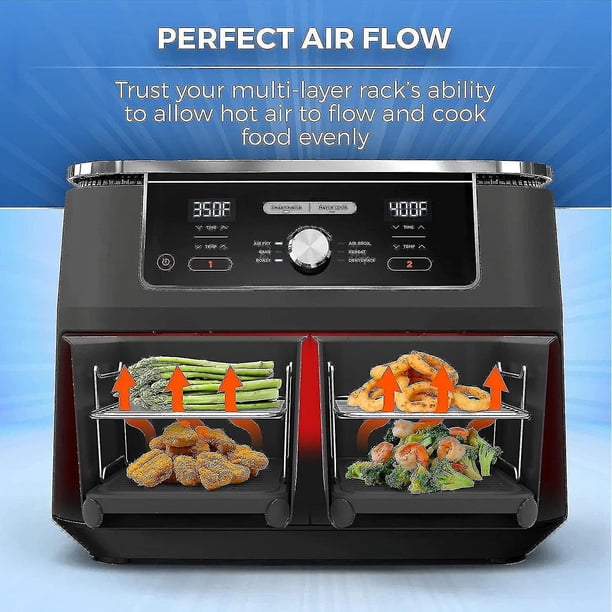Rejilla para freidora de aire para freidoras de aire dobles | Bandeja de cesta Airfryer | Accesorios para freidoras de aire, rejillas deshidratadoras para todas las freidoras de aire de doble cesta, e JFHHH pequeña