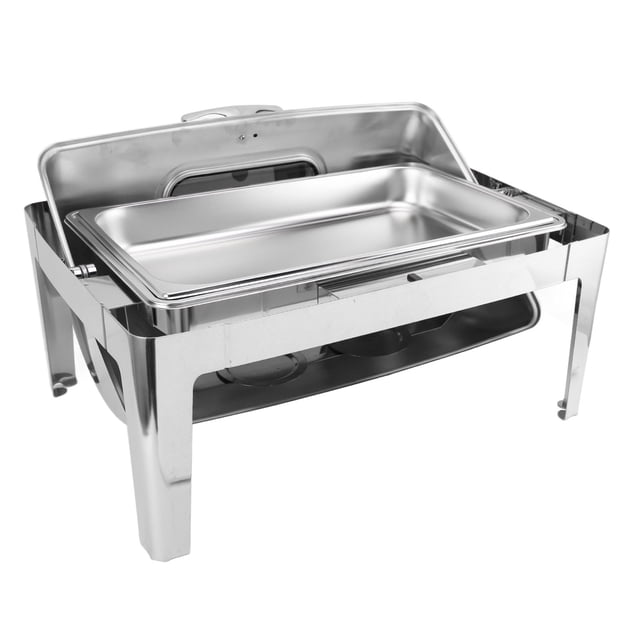 Chafing Dish Rectangular Visible Glass Straight Leg Chafer Warmer for Heated for Cooking Restaurant Rectangle Dinner Stove Lid for Hotel Buffet Restaurant