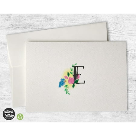 - Floral Monogram (Letter E) - Stationery Cards