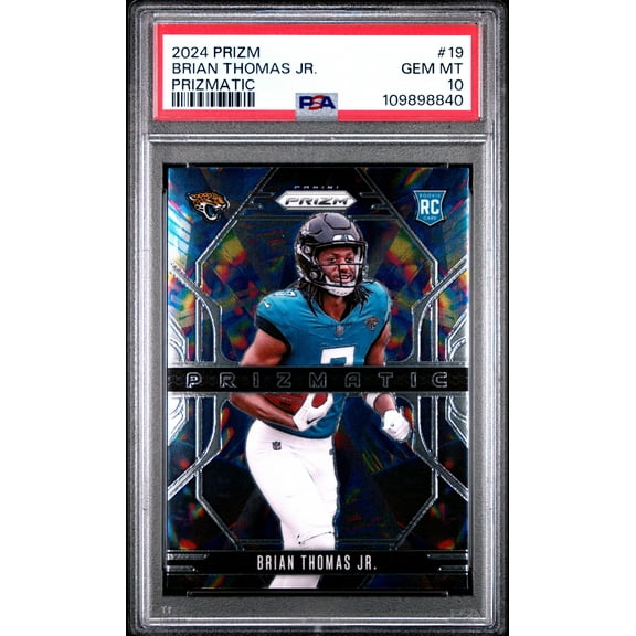 Graded 2024 Panini Prizm Brian Thomas Jr #19 Prizmatic Rookie RC Football Card PSA 10 Gem Mint