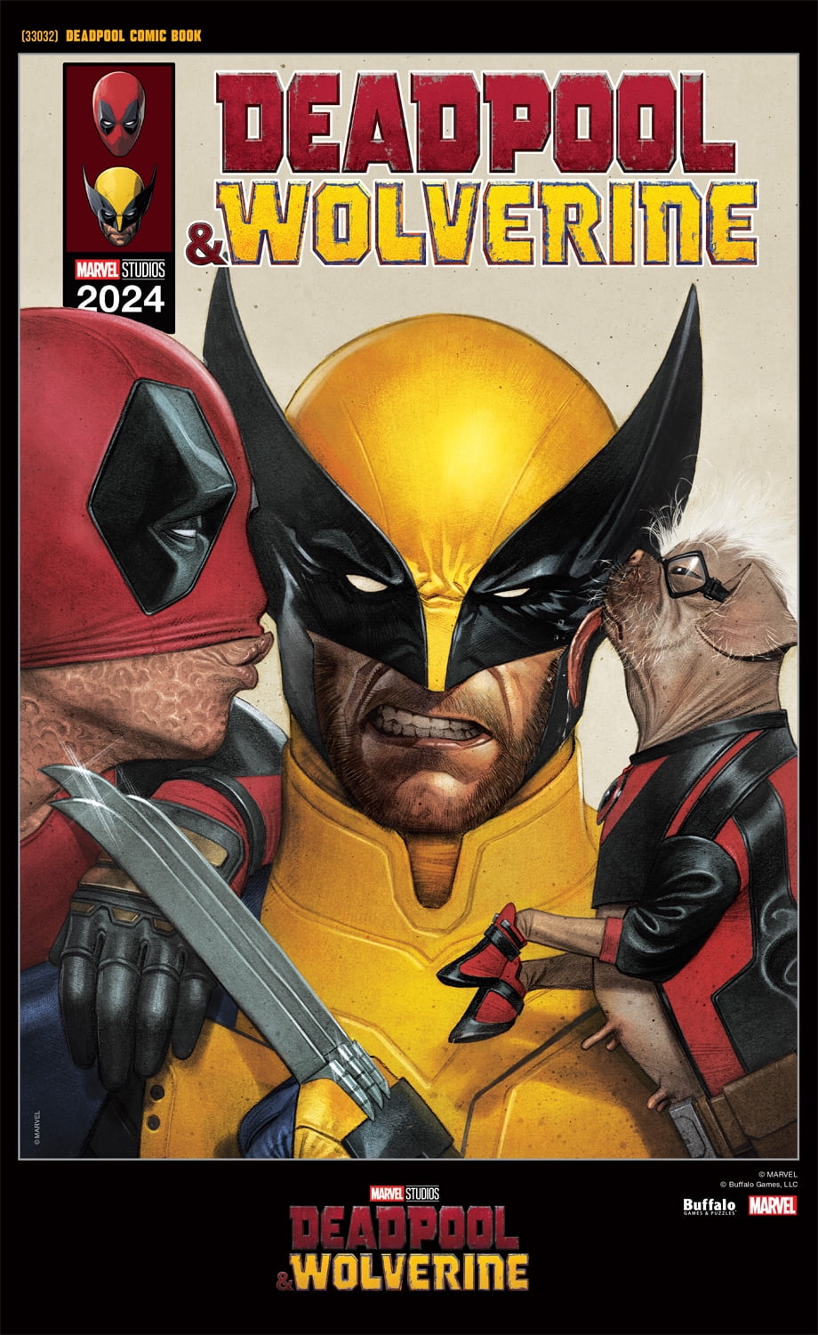 Buffalo Games Entertainment Marvel's Deadpool Livre de Bandes Dessinées Puzzle en Bois Interlock de 500 Pièces pour Adultes de 14 Ans et Plus