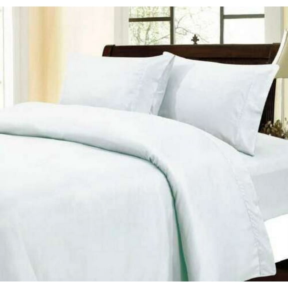 Luxury Quality 4 pc Sheet Set 600TC Egyptian Cotton White Solid Queen Size Pocket 21 Inch