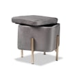 thumbnail image 3 of Baxton Studio Aleron Contemporary Glam and Luxe Grey Velvet Fabric Upholstered and Gold Finished Metal Storage Ottoman, 3 of 9