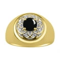 thumbnail image 1 of RYLOS Men's Rings 14K Yellow Gold Designer Gypsy 7MM Round Gemstone &   Diamond Ring Cabochon Onyx October  Size 10, 1 of 7