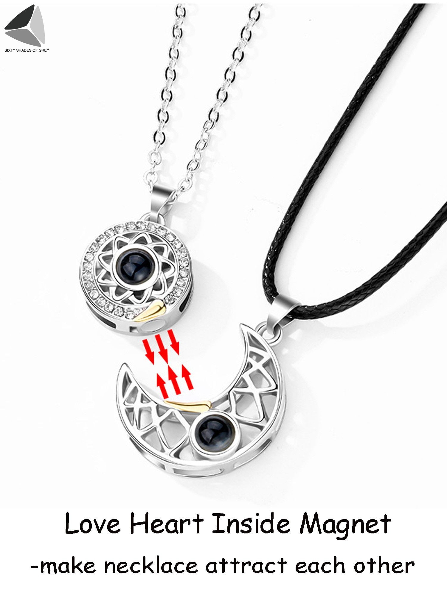 Fashion Couple Matching Magnetic Necklace Sun and Moon Jewelry Gift