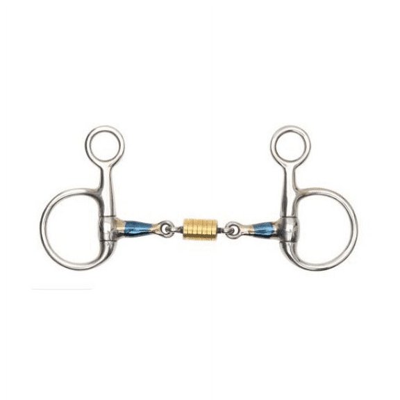 Shires Blue Sweet Iron Hanging Cheek with Roller Baucher Horse Bit - Sweet Iron 5