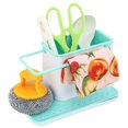 thumbnail image 4 of Organizador/almacenamiento para fregadero con escurridor integrado, soporte para esponja, cepillo, líquido lavavajillas y paño de cocina, extraíble, tamaño normal, Verde, 4 of 5