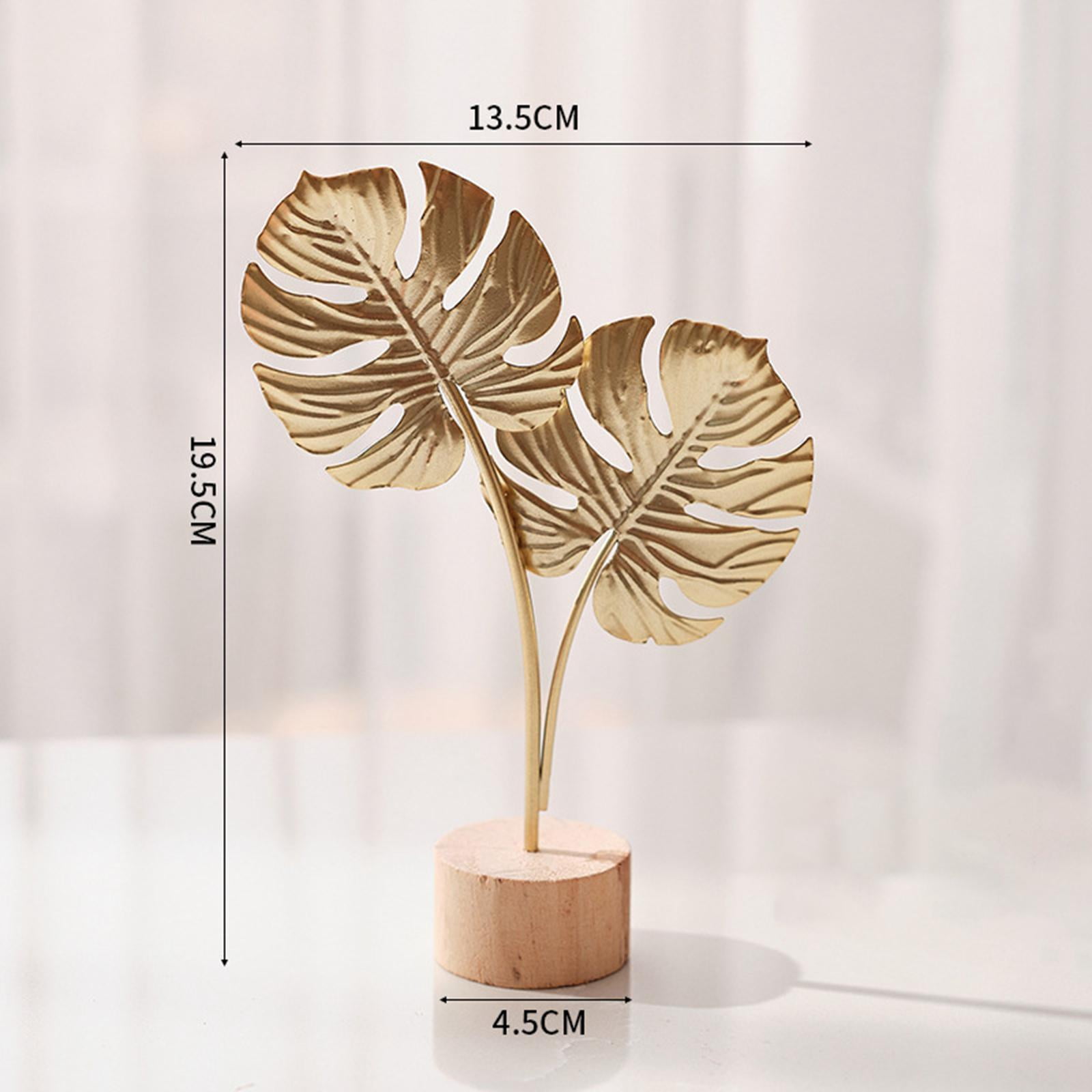 2 Pieces Resin Statue Flamingo Leaf Sculpture Metal Art Unique Modern Home Garden Table Ornament