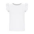 thumbnail image 5 of MZXELPRJD Ruffle Sleeve Tops for Girls Summer Short Sleeve Casual Cute Crewneck Tees Teen Girl Crewneck T-shirt Tween Trendy Cap Sleeve Kids Clothes, 5 of 8