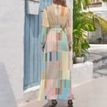 thumbnail image 3 of Abstract Colorful Geometric Grid Pattern Women's Long Dress Long Sleeves Dress Vintage Dresses Party Maxi Dress High Waist Dress, 3 of 4