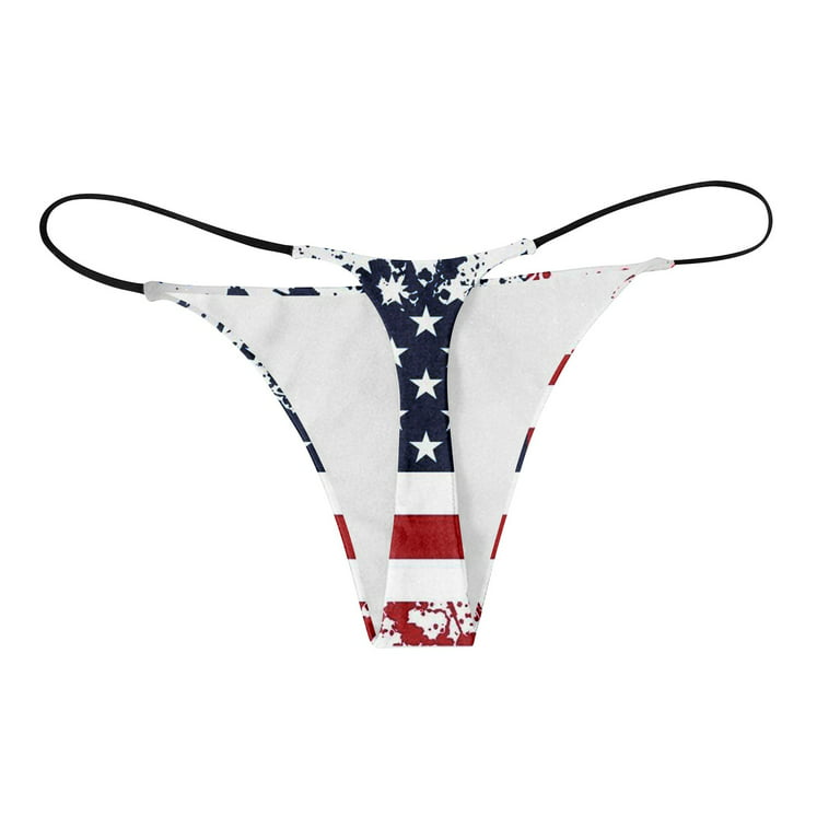 Sksloeg Sexy Underwear for Women American Flag Printed G-Strings
