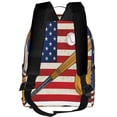 thumbnail image 3 of Lsque American Flag And Baseball Pattern Backpack – School Travel Canvas Daypack with Ergonomic Padded Straps, Multiple Compartments & Leather Handle, 3 of 5