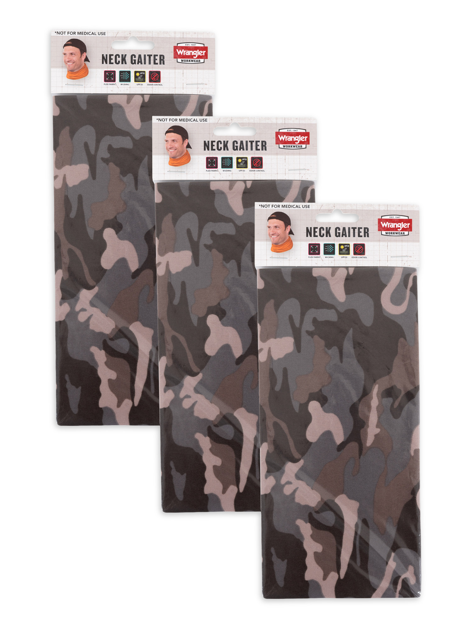 Wrangler Men's Workwear Neck Gaiter Multi-colored 3-Pack - image 2 of 6