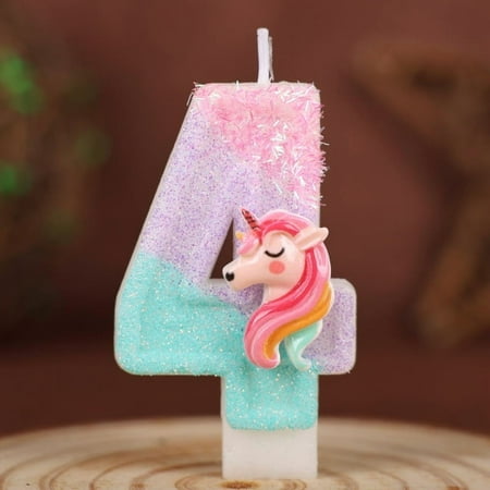 Xiao Hang 0-9 Number Cartoon Unicorn Digital Candles for Kids Birthday Party Festival Cake Decoration Atmosphere Props Fun Themed Candle