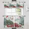 thumbnail image 1 of CUH Xmas Kitchen Valance Christmas Cafe Tier Scarf Slot Top Short Window Curtain Rod Pocket Half Window Drapes Curtain Panel Style-D 2pc-Tier Curtain: W:42''x H:45'', 1 of 6