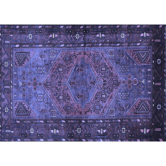 Ahgly Company Indoor Rectangle Persian Blue Traditional Area Rugs, 5' x 7'