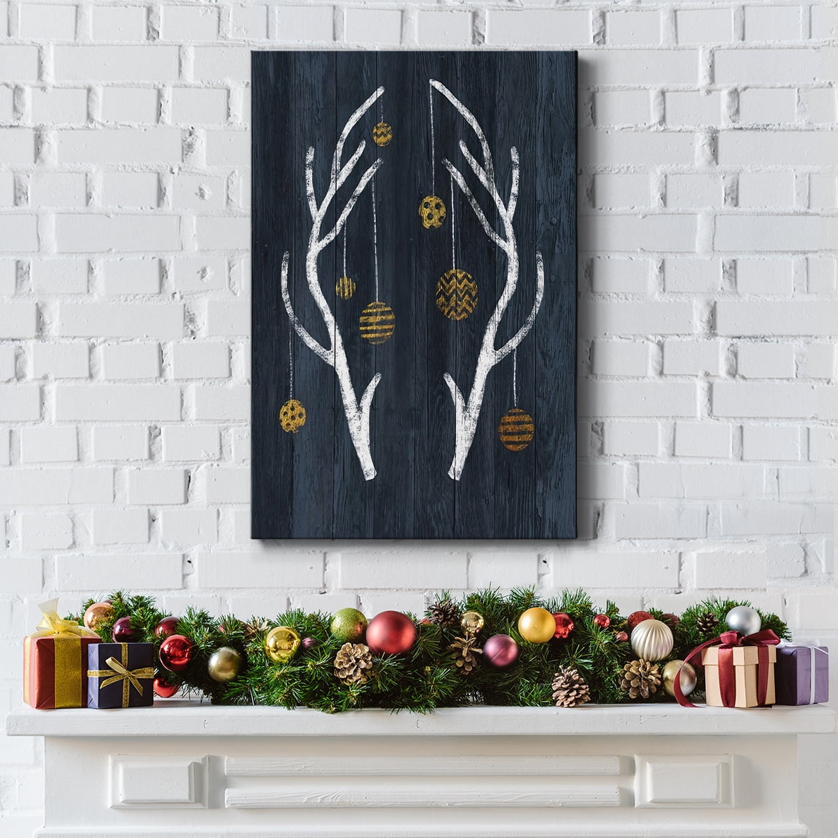 Antlers & Ornaments- Gallery Wrapped Canvas