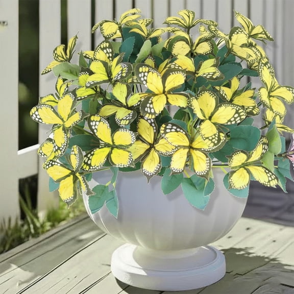 HaoXun 7 Pcs Colorful Artificial Butterfly Flowers - Waterproof Outdoor Decorative Plastic Flowers for Garden Holiday Home Decor
