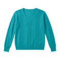 thumbnail image 5 of Edvintorg V Neck Sweaters for Women Plus Size Long Sleeve Casual Lightweight Knit Sweater Womens Clothing Green XL, 5 of 7