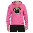 thumbnail image 2 of Pugs and Kisses Cute Dog Neon Rainbow Pug Dog Lover Unisex Graphic Hoodie Sweatshirt, Neon Pink, X-Large, 2 of 3